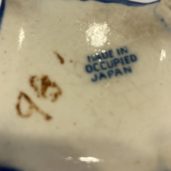 OCCUPIED JAPAN Vintage Blue Brown 3D Mini Vases Pergola Willow 3 x 3.5 inches - Picture 10 of 13